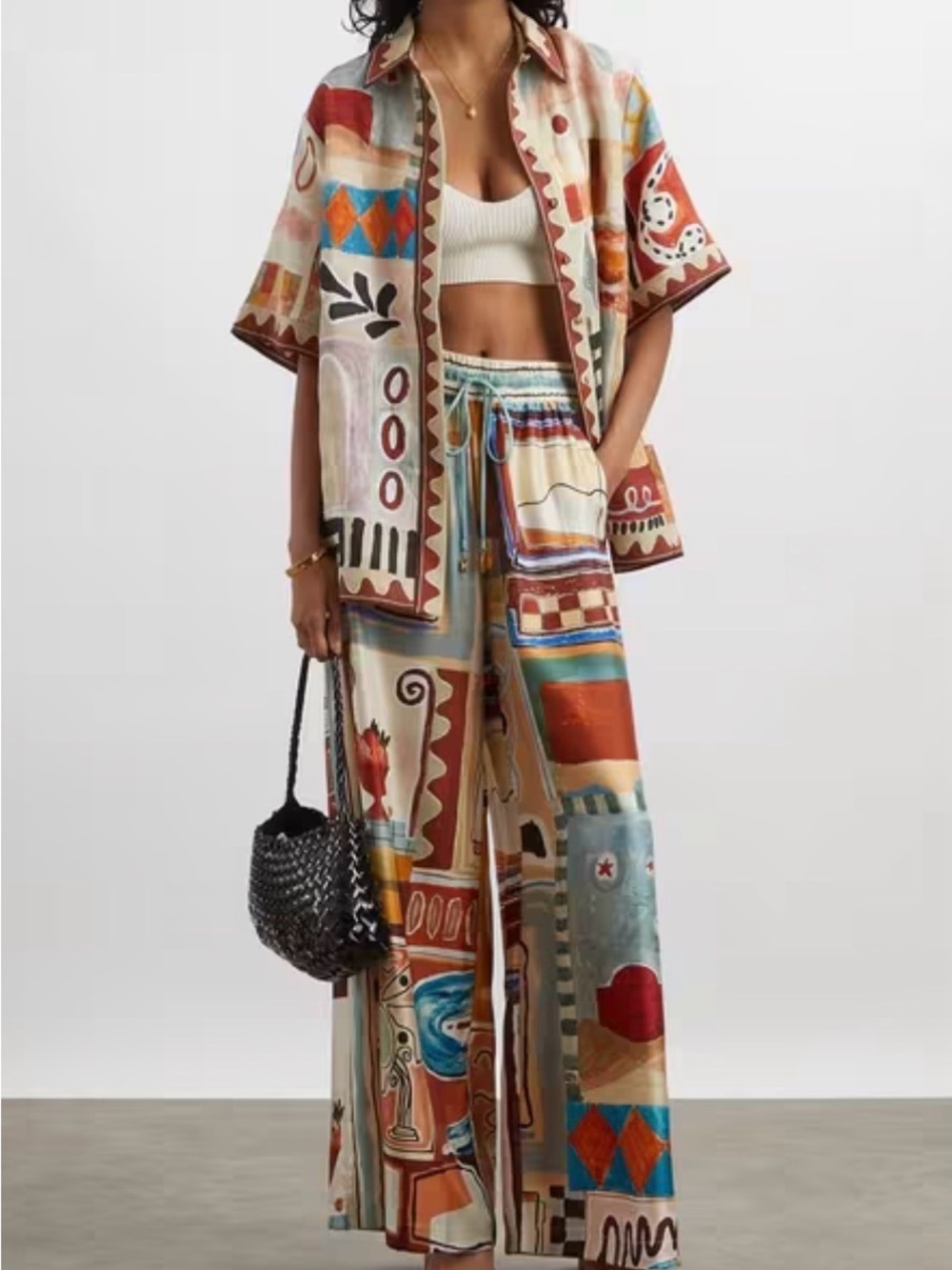 ALÉMAIS Michelle Silk Wide-Leg Printed Pant - Picture 7 of 7